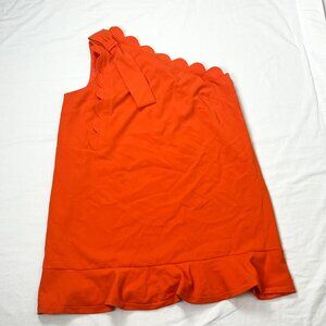 Victoria Beckham For Target Size 2X Orange Scalloped Neckline One Shoulder Dress